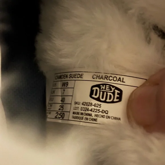 Hey Dude Charcoal and White Faux Fur Lined Slipper - Picture 8 of 8